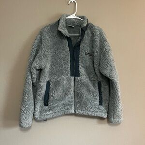 COLUMBIA Sherpa fleece full zip jacket teal light blue size small